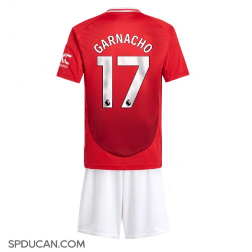 Dječji Nogometni Dres Manchester United Alejandro Garnacho #17 Domaci 2024-25 Kratak Rukav (+ Kratke hlače)